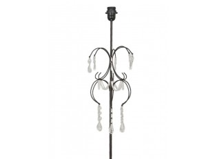 Hnědá kovová antik stojací lampa s kamínky Inia - Ø 24*147 cm/ E27 /MAX 60W