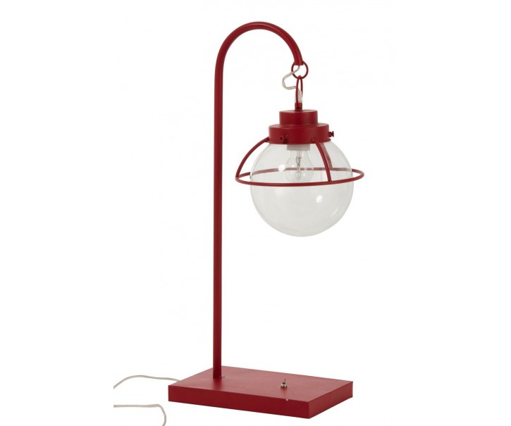 Červená kovová stolní retro lampa s patinou Ball Hang - 33*23*70 cm J-Line by Jolipa