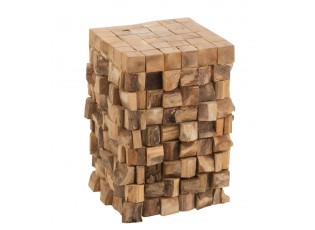Přírodní odkládací stůl z teakových špalíků Disos - 30*30*45cm