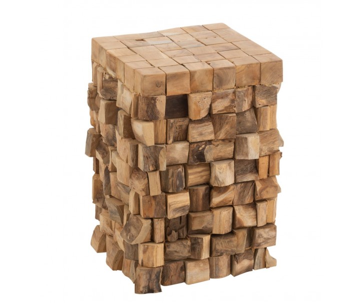Přírodní odkládací stůl z teakových špalíků Disos - 30*30*45cm J-Line by Jolipa