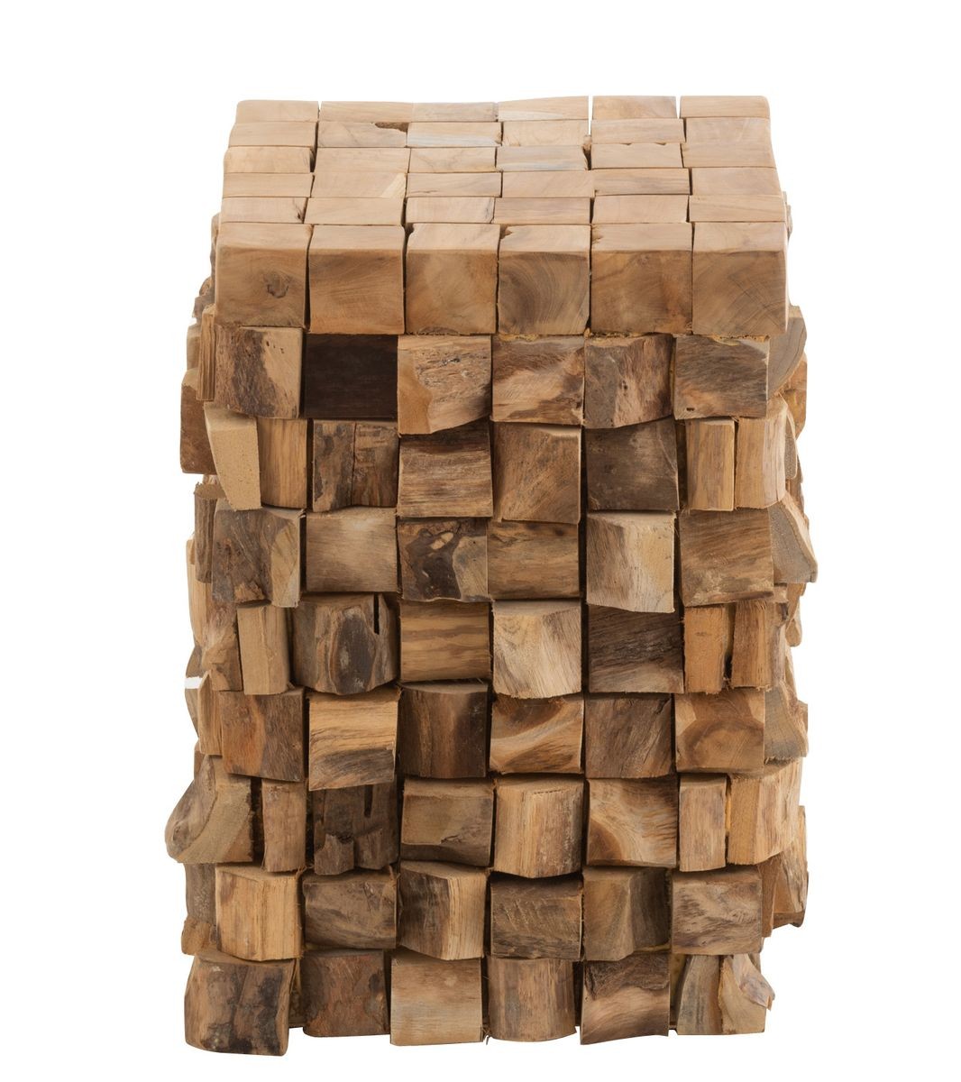 Přírodní odkládací stůl z teakových špalíků Disos - 30*30*45cm J-Line by Jolipa Přírodní odkládací stůl z teakových špalíků Disos - 30*30*45cm J-Line by Jolipa