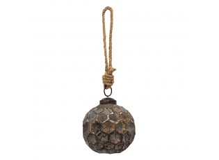 Měděná antik skleněná ozdoba Hexagon Copper S - Ø 7*7 cm