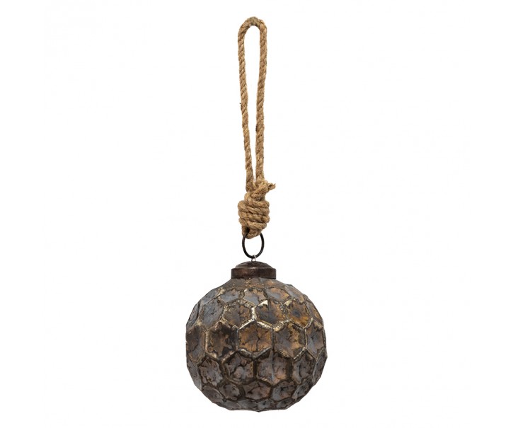 Měděná antik skleněná ozdoba Hexagon coppen S - Ø 7*7 cm Clayre & Eef