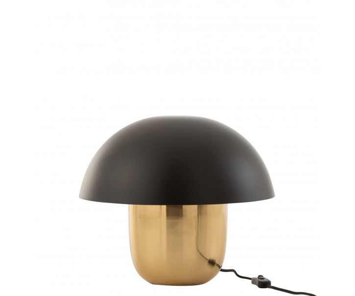Černo-zlatá kovová stolní lampa Mushroom - Ø 40*34cm J-Line by Jolipa