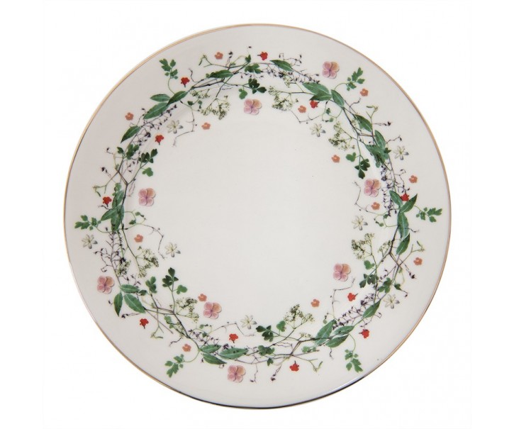 Porcelánový dezertní talířek s květy Flower fields - Ø 21*2 cm