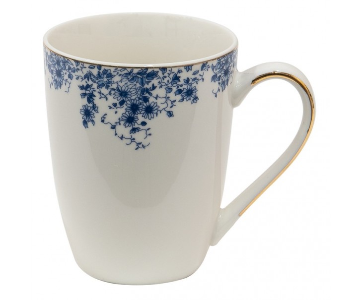 Porcelánový hrnek s modrými květy Blue Flowers - 12*9*11 cm / 330ml Clayre & Eef