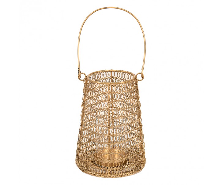 Měděná antik drátěná lucerna - Ø15*21 cm Clayre & Eef