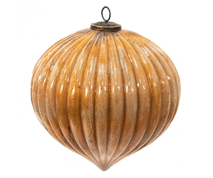 Zlatá antik skleněná vánoční koule XL - Ø 25*25 cm Clayre & Eef