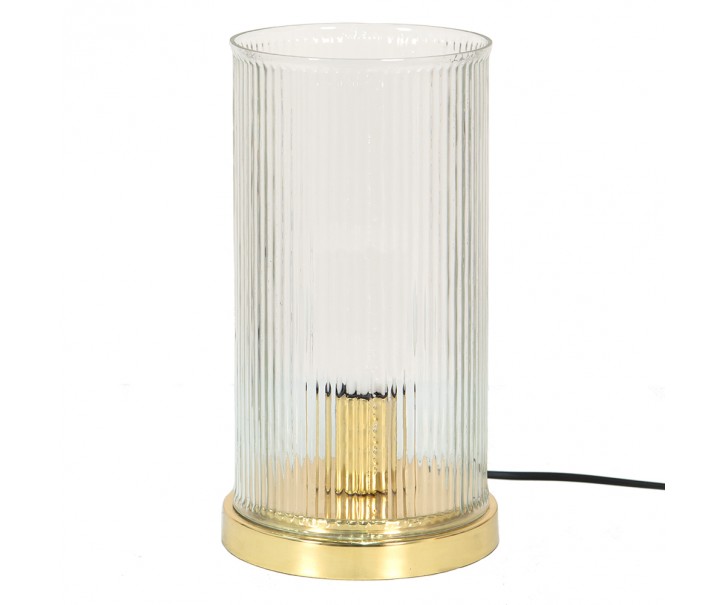 Zlatá stolní lampa se skleněným stínidlem - Ø 15*27 cm E27/max 1*40W Clayre & Eef