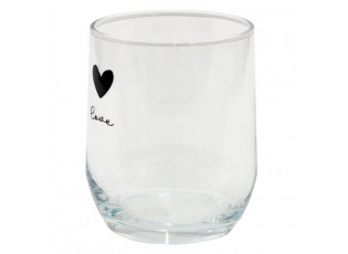 Sklenička se srdíčkem Love Birds - Ø 8*9 cm / 300 ml