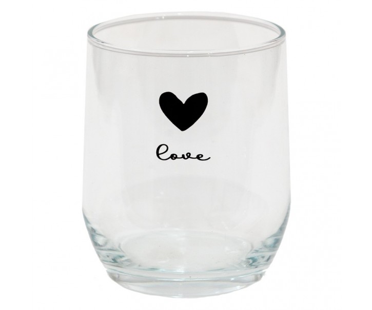 Sklenička se srdíčkem Love Birds - Ø 8*9 cm / 300 ml Clayre & Eef