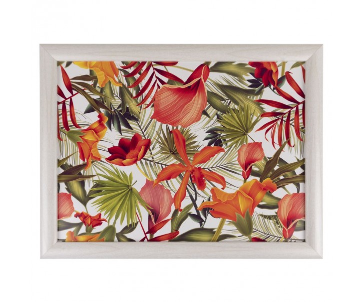 Podnos na nohy s motivem květin Flowers white - 43*33*7cm Mars & More 