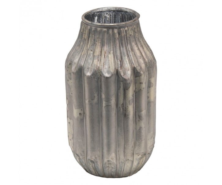 Béžovo-šedá antik dekorační skleněná váza - 5*6*14 cm Clayre & Eef