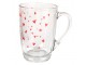 Skleněný hrnek s červenými srdíčky A Lovely Drink - 11*8*11 cm / 300 ml Clayre & Eef
