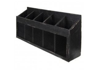 Černá antik nástěnná police na víno Baesta - 60*13*28 cm
