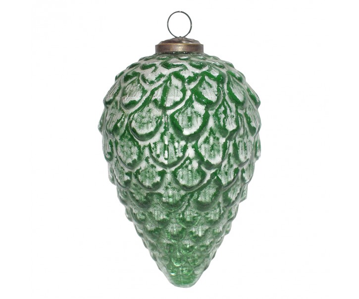 Zelená skleněná vánoční ozdoba šiška - Ø 10*16 cm Clayre & Eef