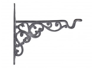 Šedá antik litinová konzole s háčkem - 19*2*17cm