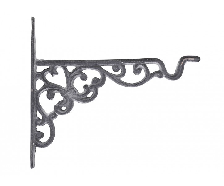 Šedá antik litinová konzole s háčkem - 19*2*17cm Chic Antique