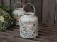 Krémová antik kovová lucerna Fleur-de-pot - Ø16*22cm Chic Antique
