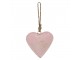 Růžové závěsné kovové srdce se zdovením Heartic - 12*2*12 cm Clayre & Eef
