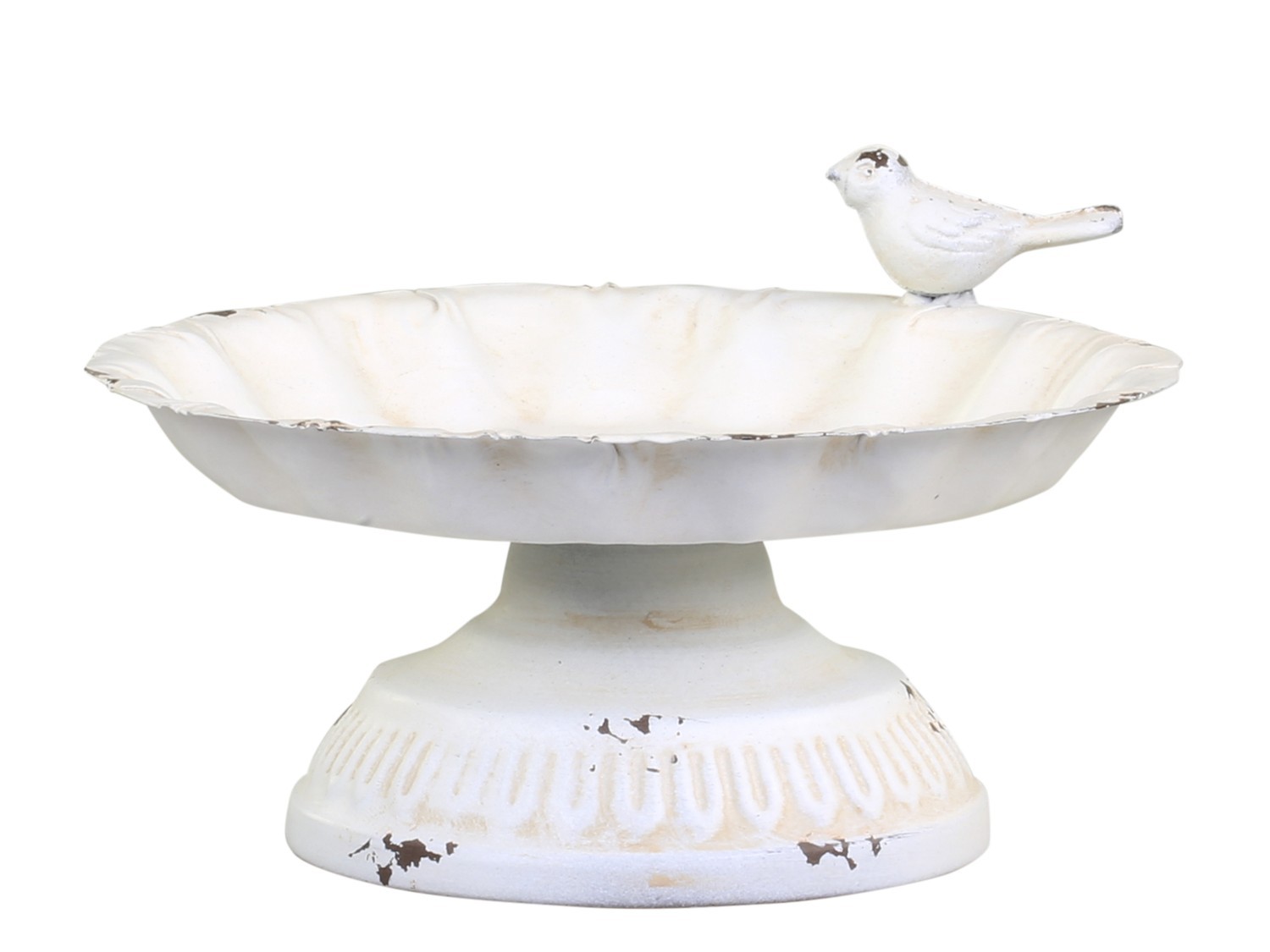 Krémové antik dekorační krmíko pro ptáčky se zdobným ptáčkem - 17*8cm Chic Antique Krémové antik dekorační krmíko pro ptáčky se zdobným ptáčkem - 17*8cm Chic Antique