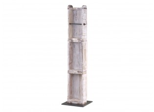 Dřevěný bílý antik stojan na toaletní papír Grimaud Brick - 14*8*82 cm