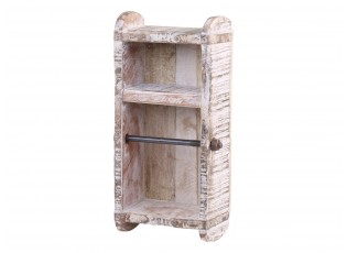Dřevěný bílý antik nástěnný držák na toaletní papír Grimaud Brick - 15*10*30 cm