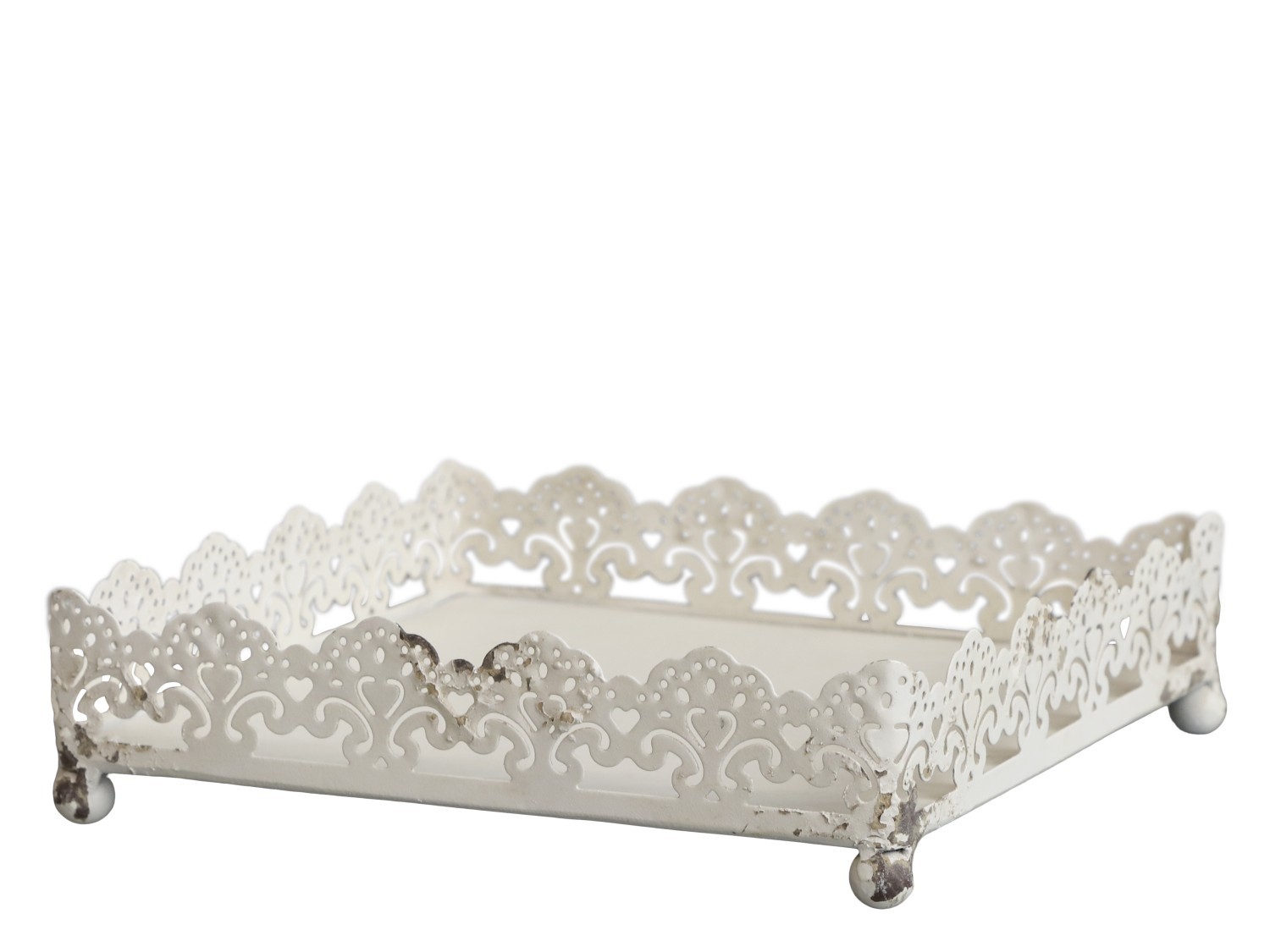 Krémový antik kovový držák na ubrousky s patinou Bione - 17*17*5cm Chic Antique Krémový antik kovový držák na ubrousky s patinou Bione - 17*17*5cm Chic Antique