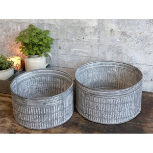 2ks dekorační plechové zinkové antik obaly na květináče - Ø 29*15 cm