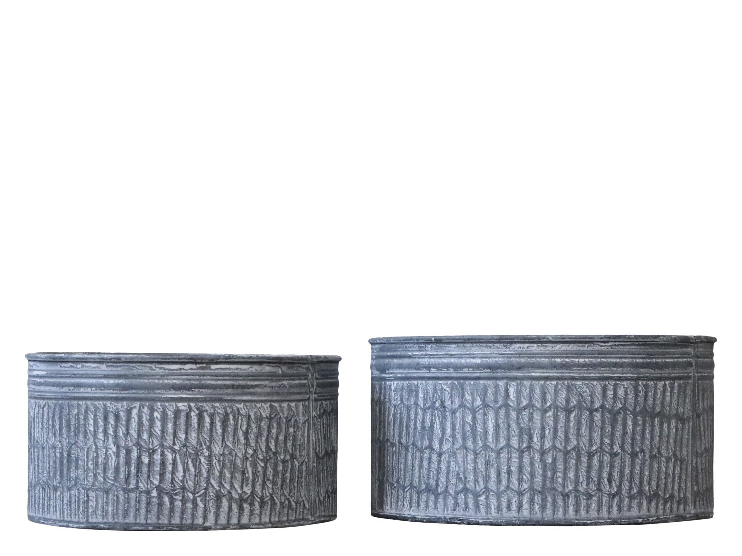 2ks dekorační plechové zinkové antik obaly na květináče - Ø 29*15 cm Chic Antique 2ks dekorační plechové zinkové antik obaly na květináče - Ø 29*15 cm Chic Antique