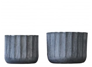 2ks dekorační plechový zinkový antik obal na květináč - Ø 10*8 cm