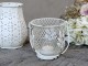 Krémová antik kovová lucerna Fil-de-fer - Ø12*22cm Chic Antique