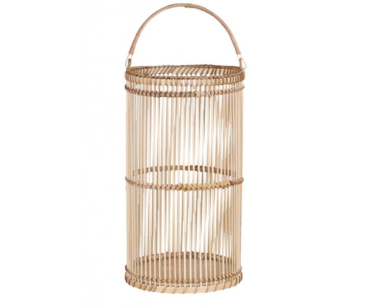 Přírodní dřevěná lucerna Bamboo - Ø20*36 cm Chic Antique