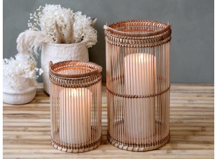 Přírodní dřevěná lucerna Bamboo - Ø16*25cm