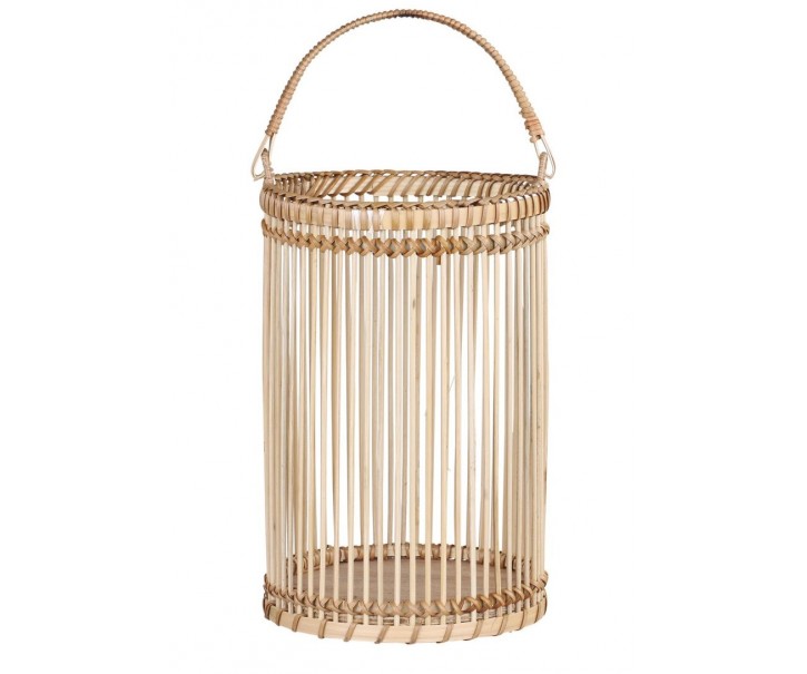 Přírodní dřevěná lucerna Bamboo - Ø16*25cm Chic Antique