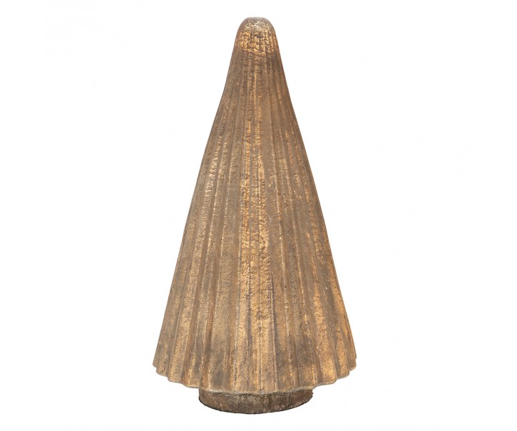 Bronzová antik skleněná vánoční dekorace strom Christmas Tree - Ø 15*32 cm Clayre & Eef