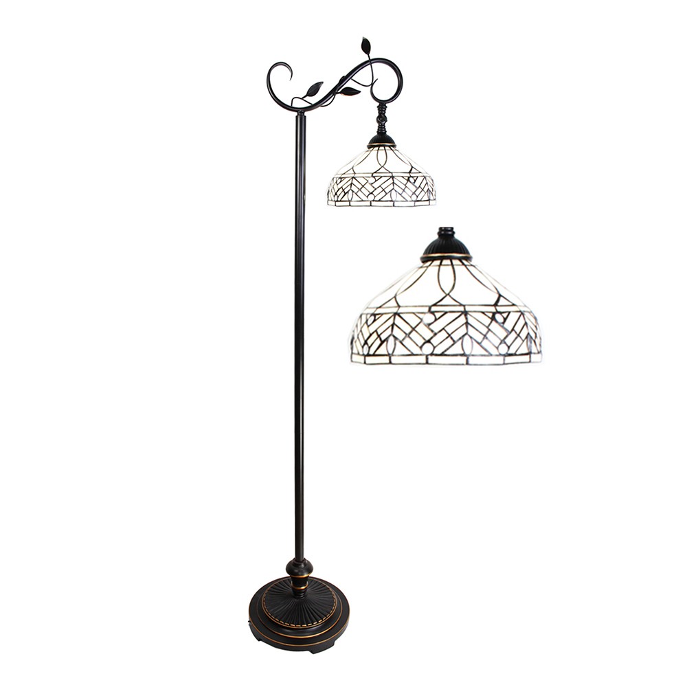 Bílá stojací Tiffany lampa kamínky a ornamenty - 36*25*152 cm E27/max 1*60W Clayre & Eef Bílá stojací Tiffany lampa kamínky a ornamenty - 36*25*152 cm E27/max 1*60W Clayre & Eef