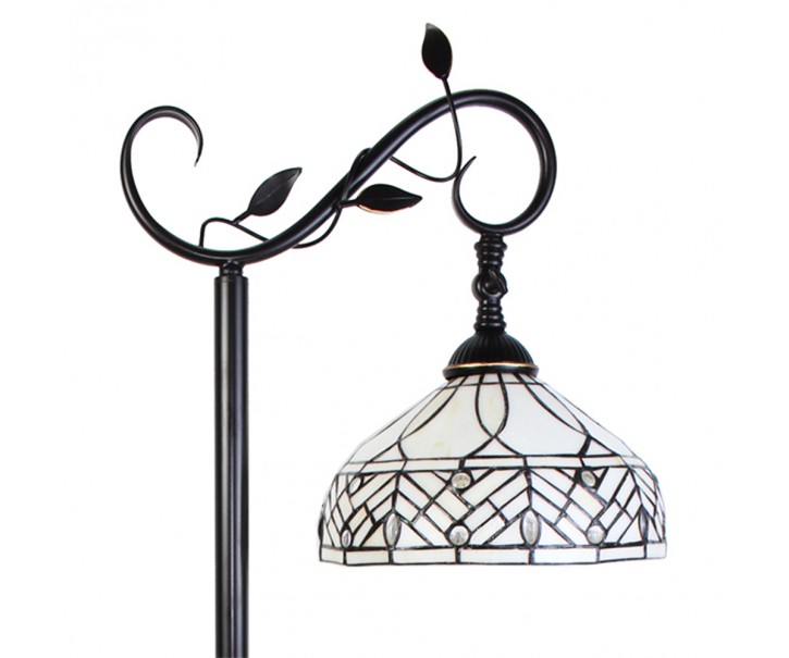 Bílá stojací Tiffany lampa kamínky TransparentEye - 36*25*152 cm E27/max 1*60W Clayre & Eef