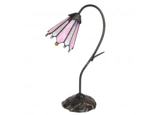 Stolní Tiffany lampa Flowerbell pink - 30*17*48 cm E14/max 1*25W