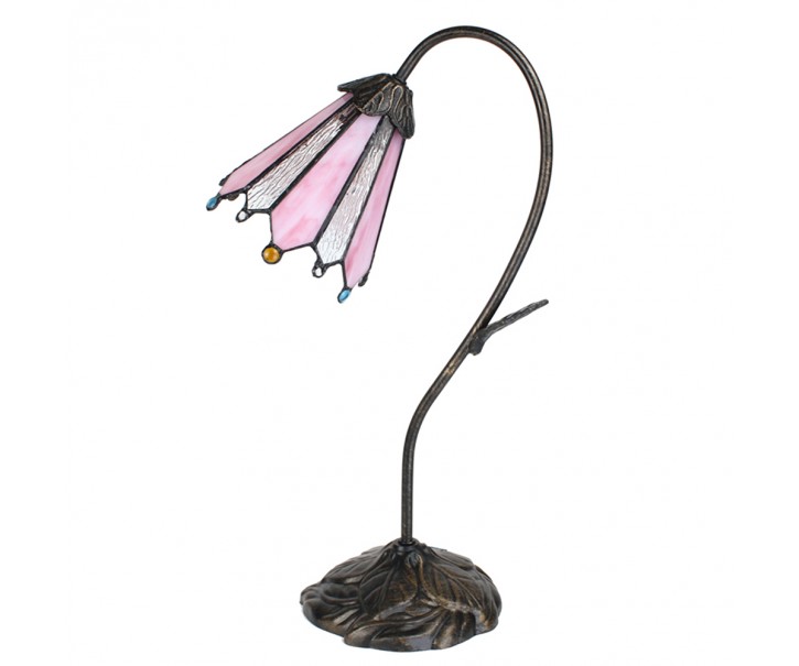 Stolní Tiffany lampa Flowerbell pink - 30*17*48 cm E14/max 1*25W Clayre & Eef