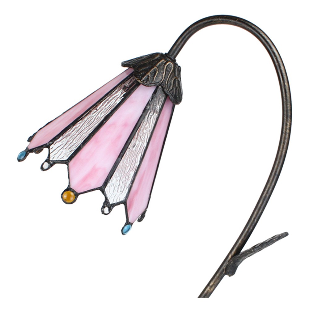 Stolní Tiffany lampa Flowerbell pink - 30*17*48 cm E14/max 1*25W Clayre & Eef Stolní Tiffany lampa Flowerbell pink - 30*17*48 cm E14/max 1*25W Clayre & Eef