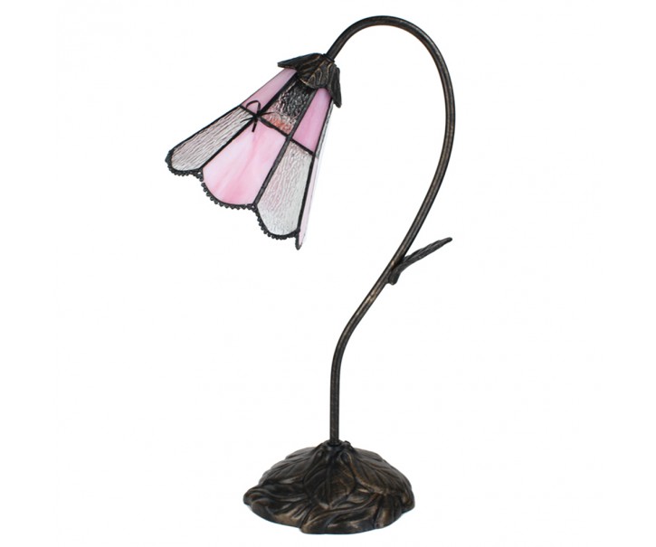 Stolní lampa Tiffany FlowerArc pink - 30*17*48 cm E14/max 1*25W Clayre & Eef