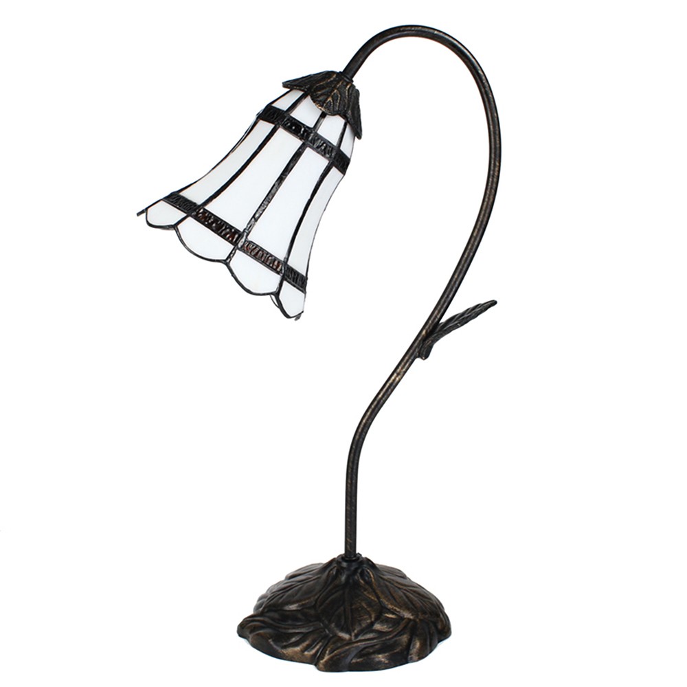 Stolní Tiffany lampa hnědé pruhy BrownLine - 30*17*48 cm E14/max 1*25W Clayre & Eef Stolní Tiffany lampa hnědé pruhy BrownLine - 30*17*48 cm E14/max 1*25W Clayre & Eef
