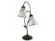Stolní Tiffany lampa 2 stínidla hnědé kamínky BrownEye - 35*18*61 cm E14/max 2*25W Clayre & Eef