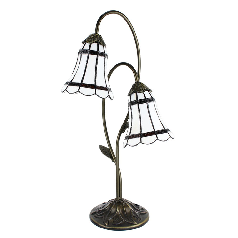 Stolní Tiffany lampa 2 stínidla hnědé pruhy BrownLine - 35*18*61 cm E14/max 2*25W Clayre & Eef Stolní Tiffany lampa 2 stínidla hnědé pruhy BrownLine - 35*18*61 cm E14/max 2*25W Clayre & Eef
