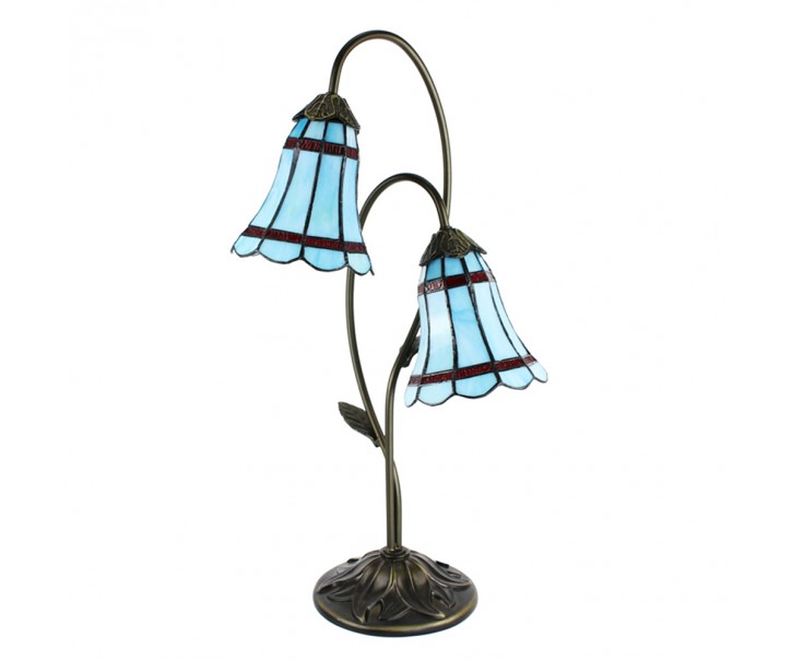 Stolní Tiffany lampa 2 stínidla červené pruhy RedLine - 35*18*61 cm E14/max 2*25W Clayre & Eef