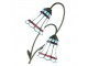 Stolní Tiffany lampa 2 stínidla červené pruhy RedLine - 35*18*61 cm E14/max 2*25W Clayre & Eef
