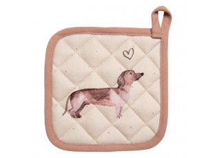 Bavlněná chňapka - podložka s jezevčíkem Dachshund Love - 20*20 cm