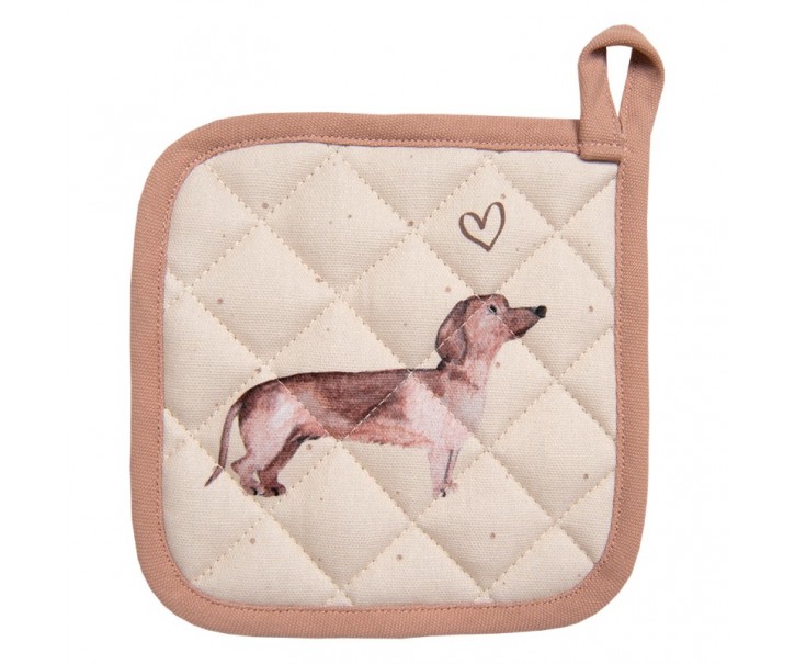 Bavlněná chňapka - podložka s jezevčíkem Dachshund Love - 20*20 cm Clayre & Eef