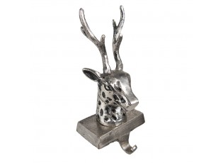 Stříbrný antik kovový háček na punčochu Srnec - 12*7*28 cm